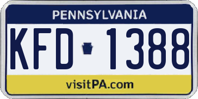 PA license plate KFD1388