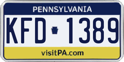 PA license plate KFD1389