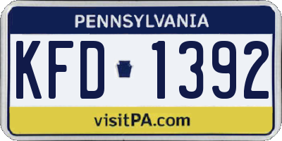 PA license plate KFD1392