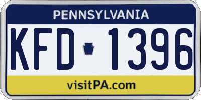 PA license plate KFD1396