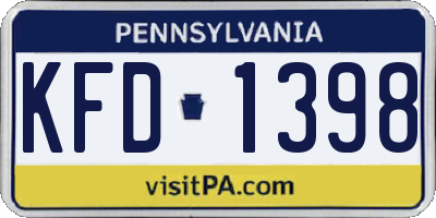 PA license plate KFD1398