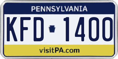 PA license plate KFD1400