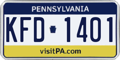 PA license plate KFD1401