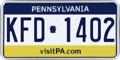 PA license plate KFD1402
