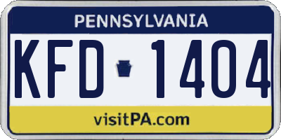 PA license plate KFD1404