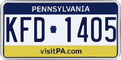 PA license plate KFD1405