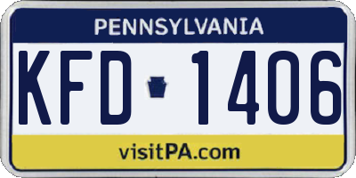 PA license plate KFD1406