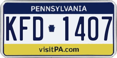 PA license plate KFD1407