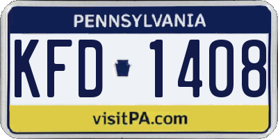 PA license plate KFD1408