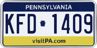 PA license plate KFD1409