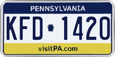 PA license plate KFD1420