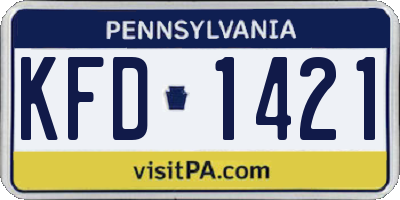 PA license plate KFD1421