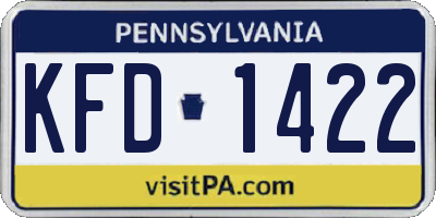PA license plate KFD1422