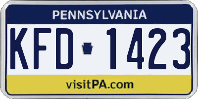 PA license plate KFD1423