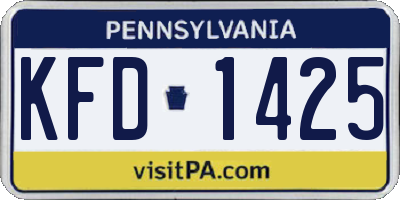 PA license plate KFD1425