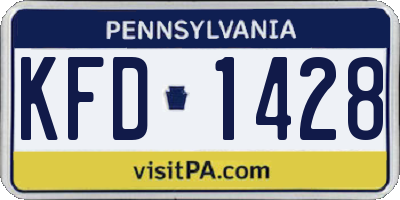 PA license plate KFD1428