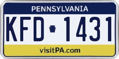 PA license plate KFD1431