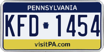 PA license plate KFD1454