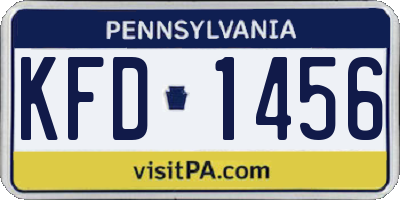 PA license plate KFD1456