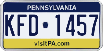 PA license plate KFD1457