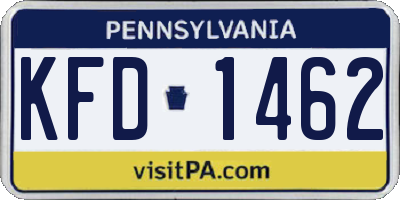 PA license plate KFD1462