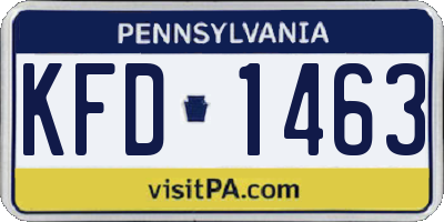 PA license plate KFD1463