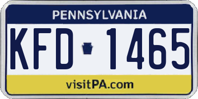 PA license plate KFD1465