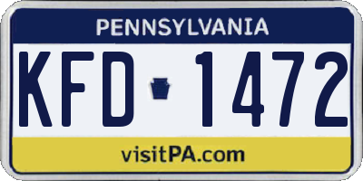 PA license plate KFD1472