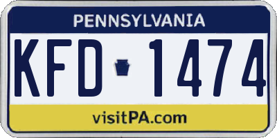 PA license plate KFD1474