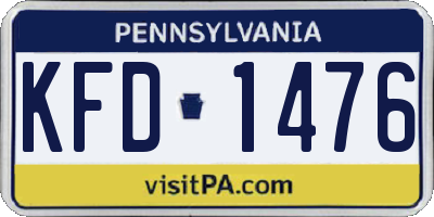 PA license plate KFD1476