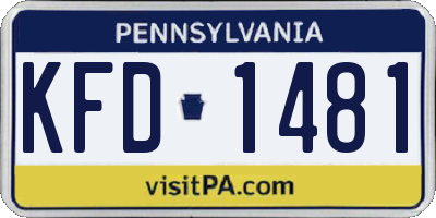 PA license plate KFD1481