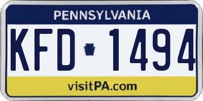 PA license plate KFD1494