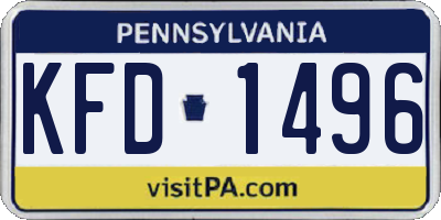 PA license plate KFD1496
