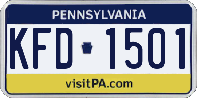 PA license plate KFD1501