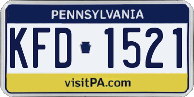 PA license plate KFD1521