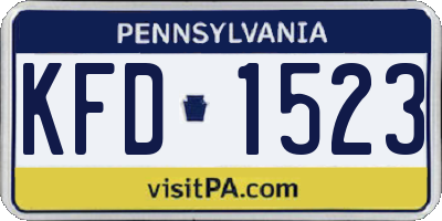 PA license plate KFD1523