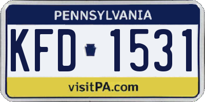 PA license plate KFD1531