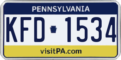 PA license plate KFD1534