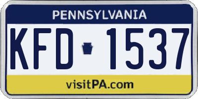 PA license plate KFD1537
