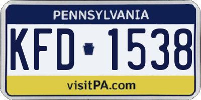 PA license plate KFD1538