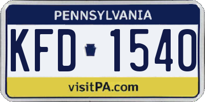 PA license plate KFD1540