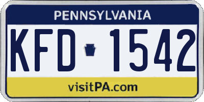PA license plate KFD1542