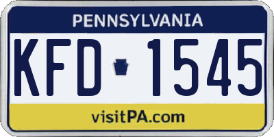 PA license plate KFD1545
