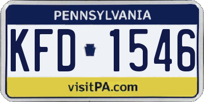 PA license plate KFD1546