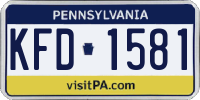 PA license plate KFD1581