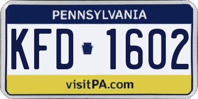 PA license plate KFD1602