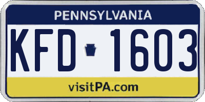 PA license plate KFD1603