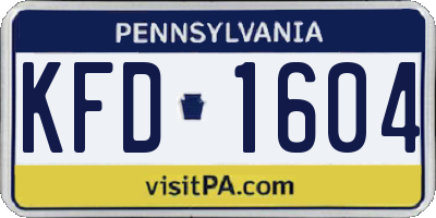 PA license plate KFD1604