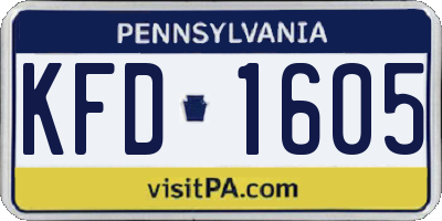 PA license plate KFD1605