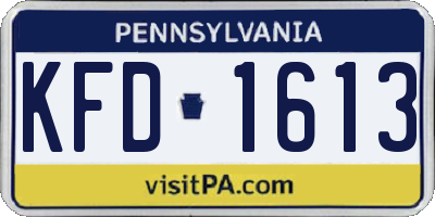 PA license plate KFD1613